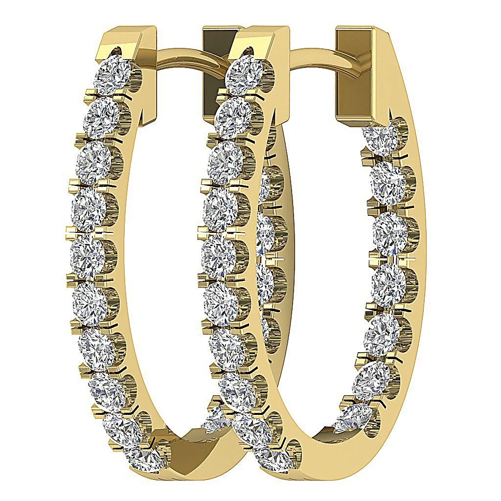 The Luka 1.00 Carat Round Brilliant Cut Diamond In Outside Hoops Earring Rose Gold - Image 3