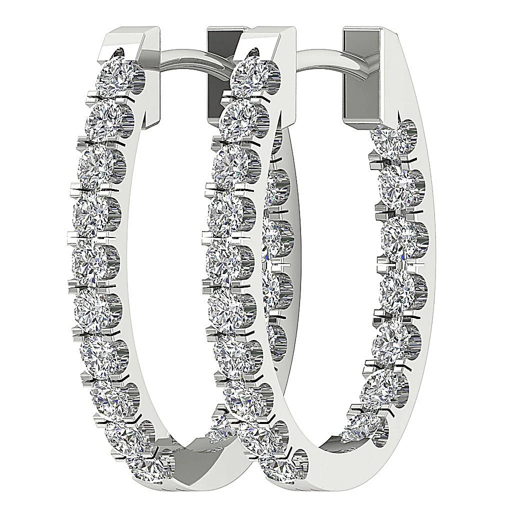 The Luka 1.00 Carat Round Brilliant Cut Diamond In Outside Hoops Earring Rose Gold - Image 4