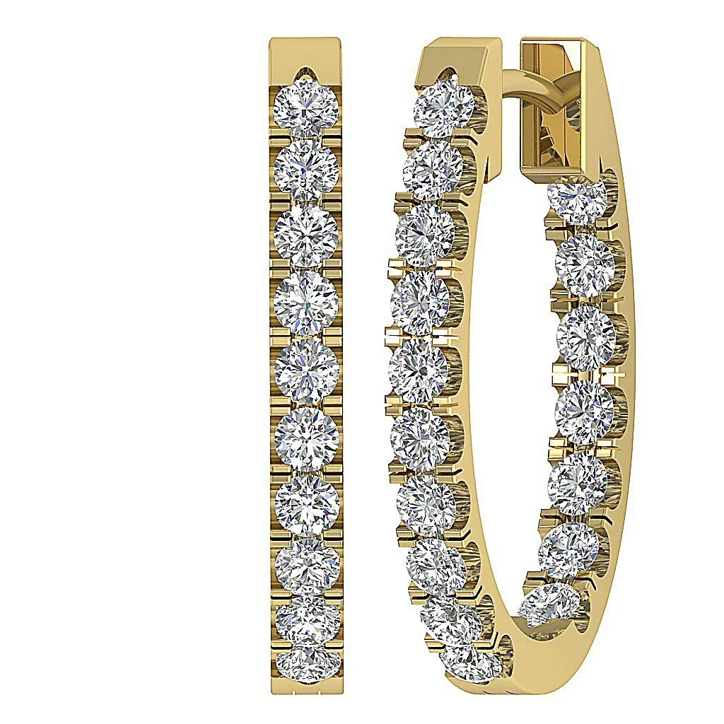The Luka 1.00 Carat Round Brilliant Cut Diamond In Outside Hoops Earring Rose Gold - Image 5