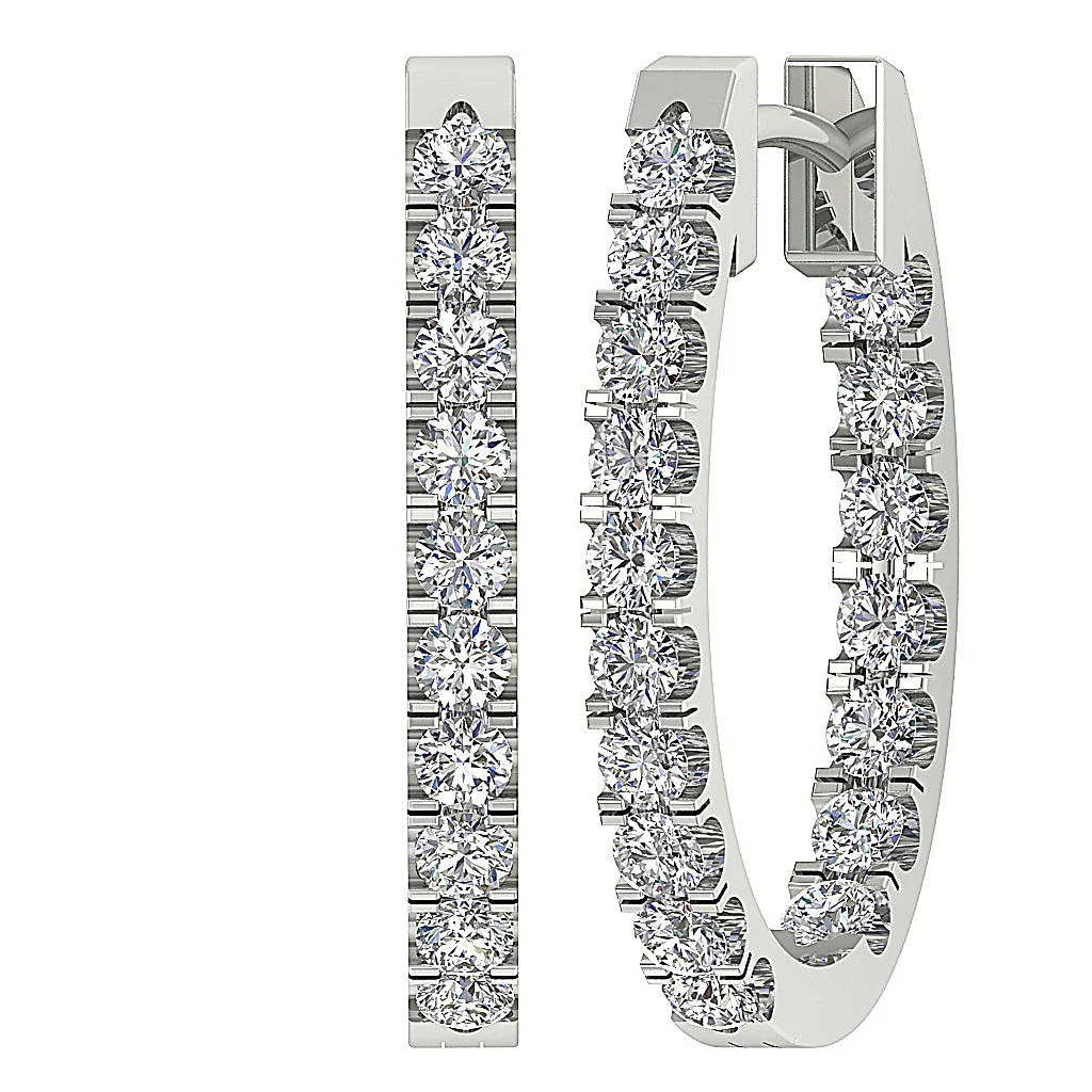The Luka 1.00 Carat Round Brilliant Cut Diamond In Outside Hoops Earring Rose Gold - Image 6