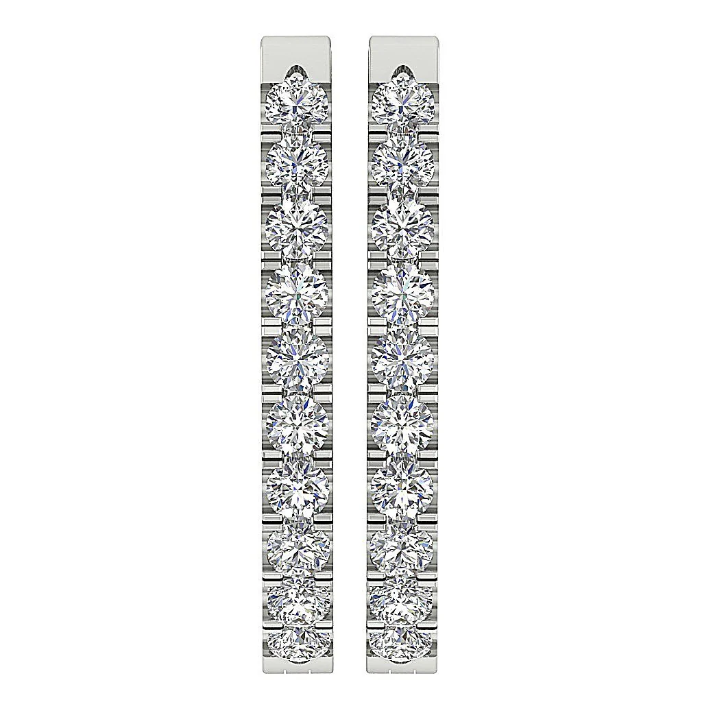 The Luka 1.00 Carat Round Brilliant Cut Diamond In Outside Hoops Earring Rose Gold - Image 7