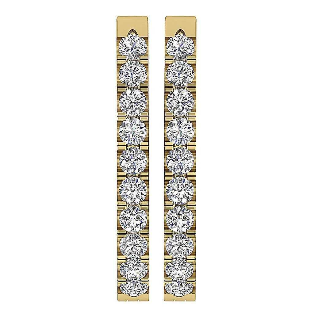 The Luka 1.00 Carat Round Brilliant Cut Diamond In Outside Hoops Earring Rose Gold - Image 8