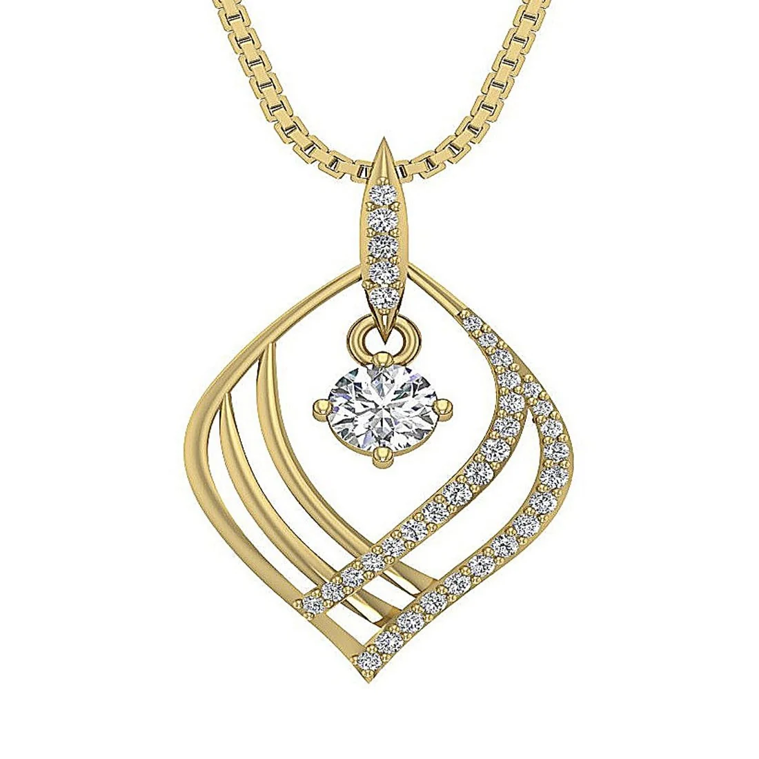 The Lukas Genuine Diamond Prong Set Fashion Pendant For Her 0.98 Inch Yellow Gold