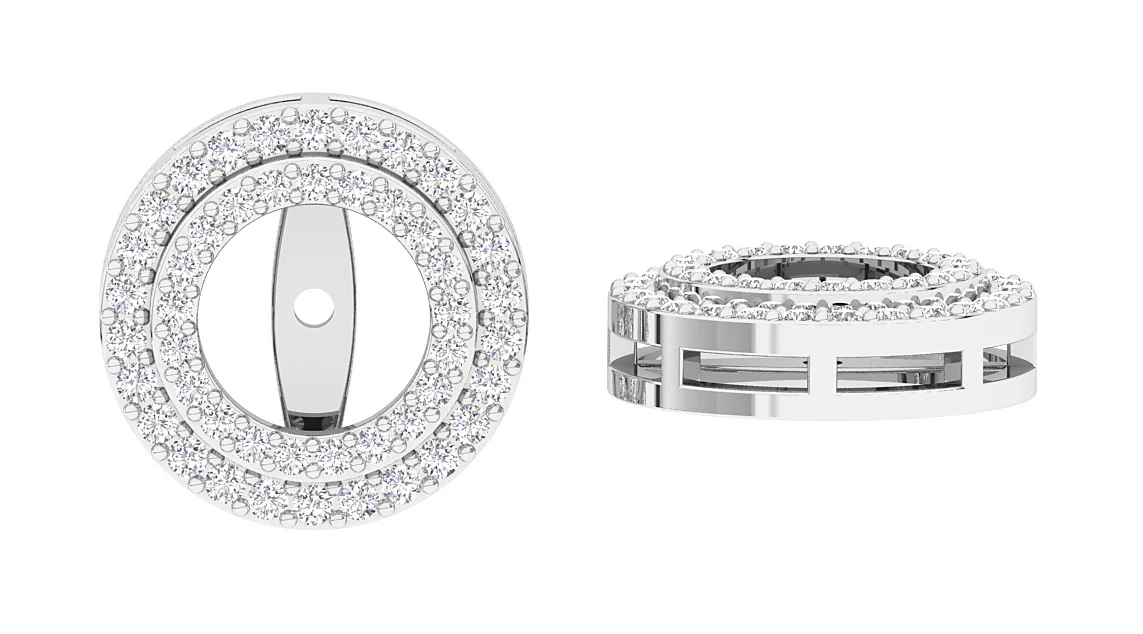 The Luna Double Halo Jacket Earring Round Diamond Prong Set 14K Yellow Gold - Image 7