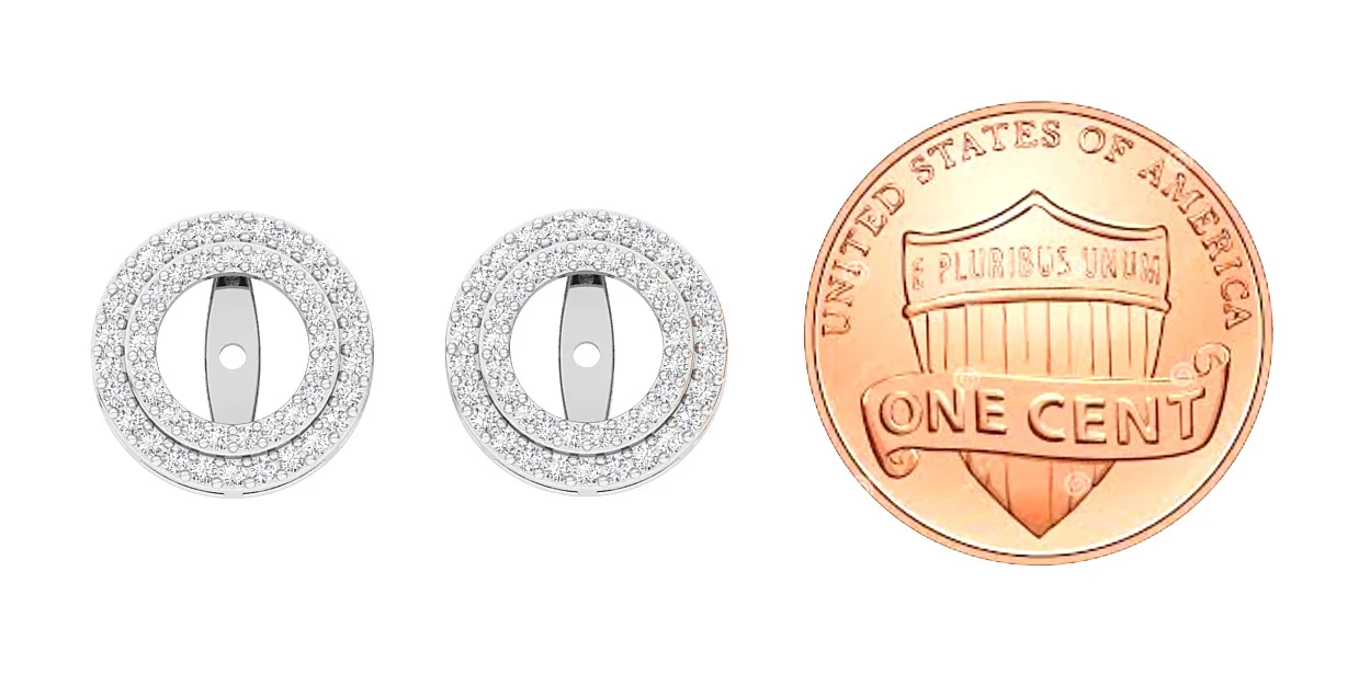 The Luna Double Halo Jacket Earring Round Diamond Prong Set 14K Yellow Gold - Image 9