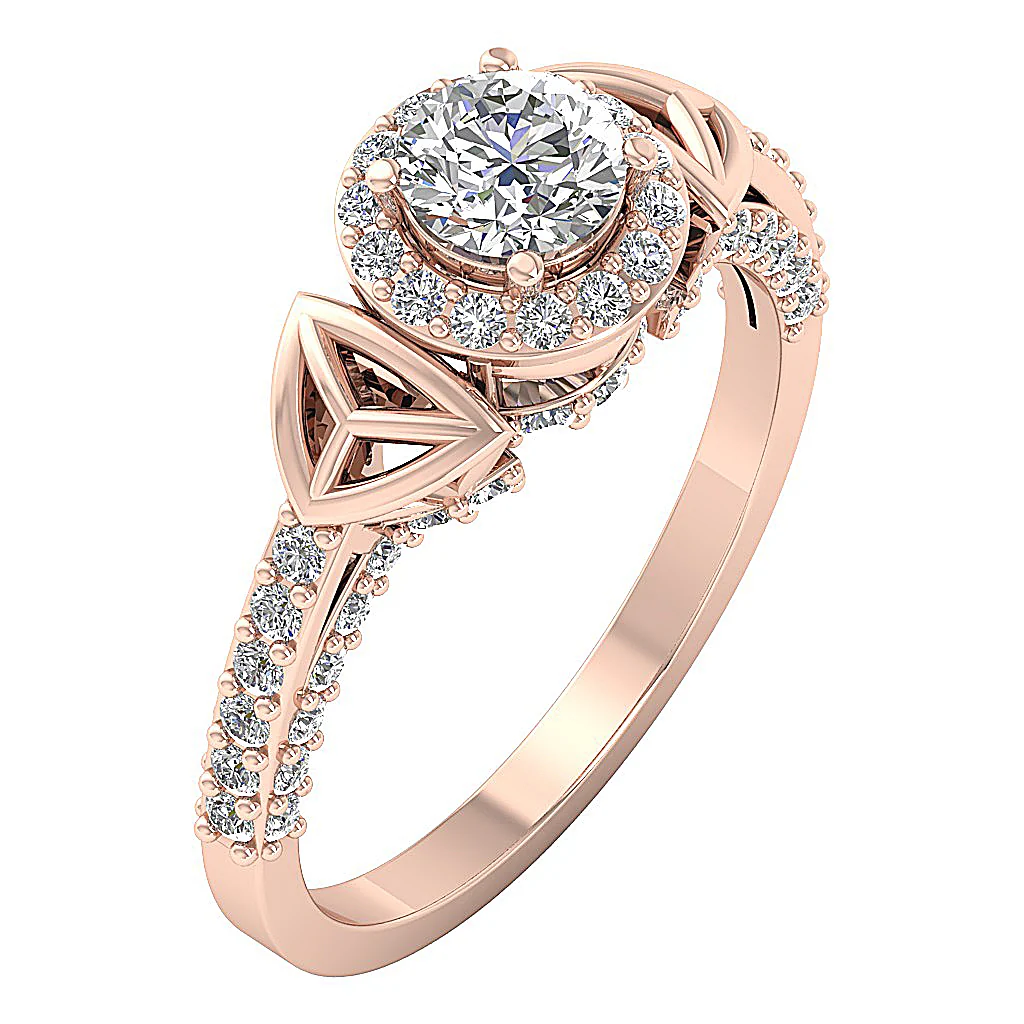 The Mac Halo Solitaire Anniversary Ring Round Diamond 14k White Yellow Rose Gold