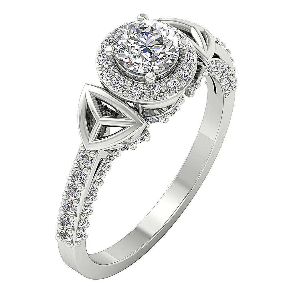 The Mac Halo Solitaire Anniversary Ring Round Diamond 14k White Yellow Rose Gold - Image 2