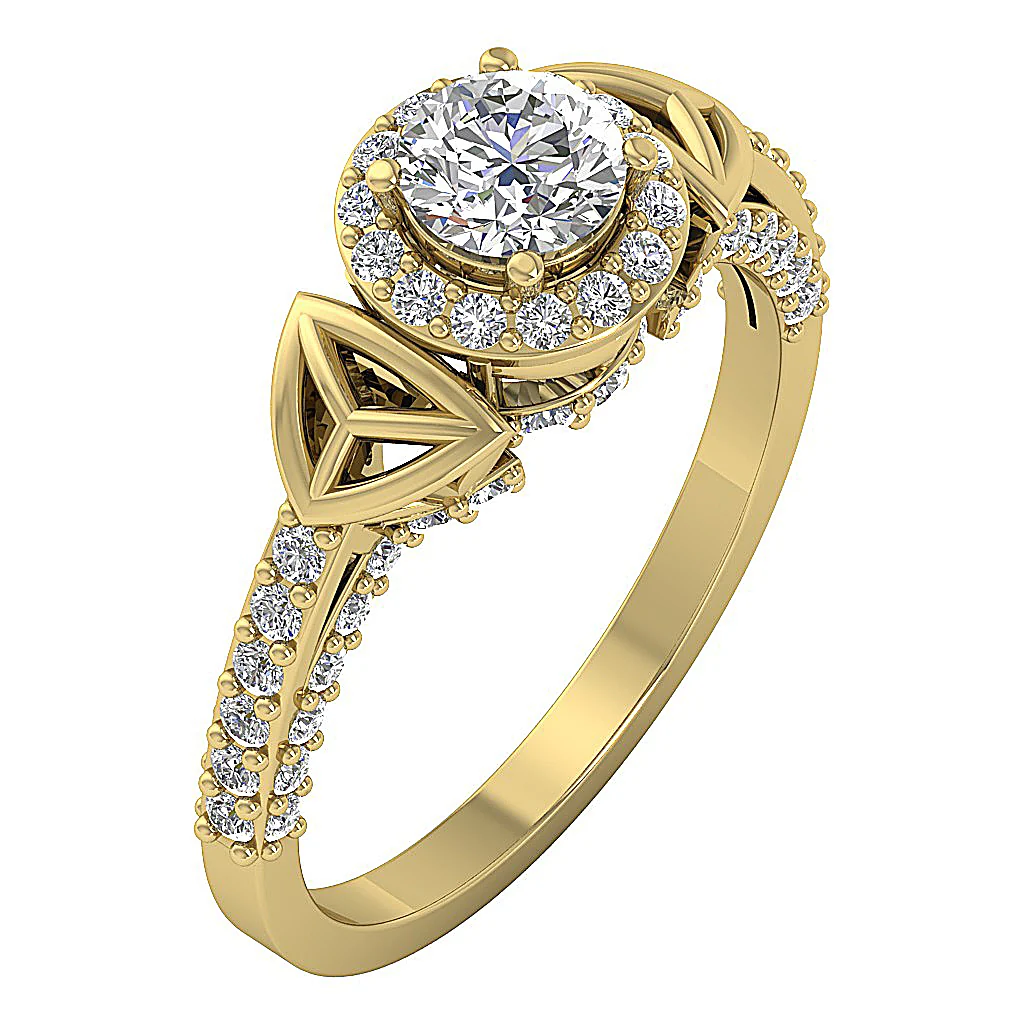 The Mac Halo Solitaire Anniversary Ring Round Diamond 14k White Yellow Rose Gold - Image 3