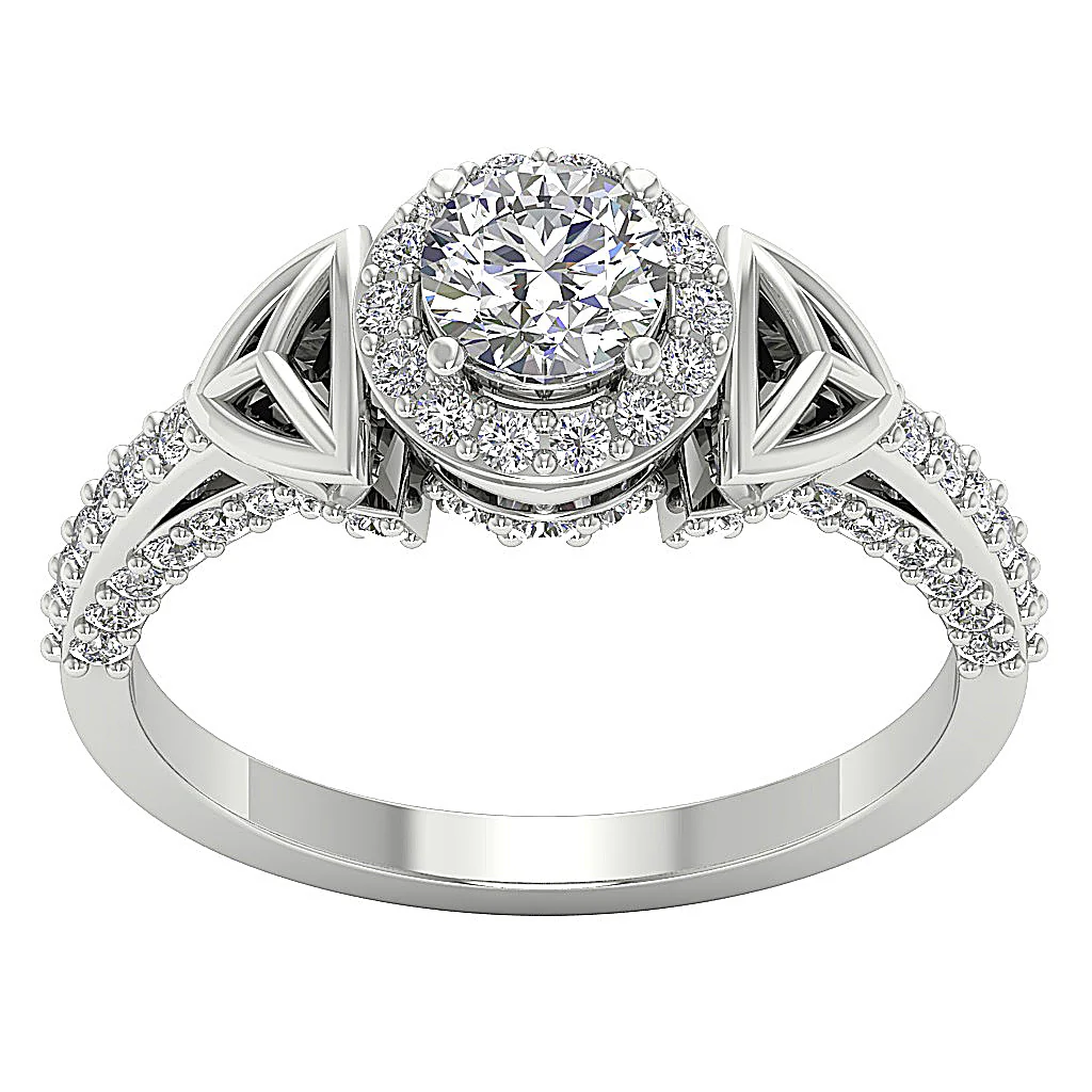 The Mac Halo Solitaire Anniversary Ring Round Diamond 14k White Yellow Rose Gold - Image 4