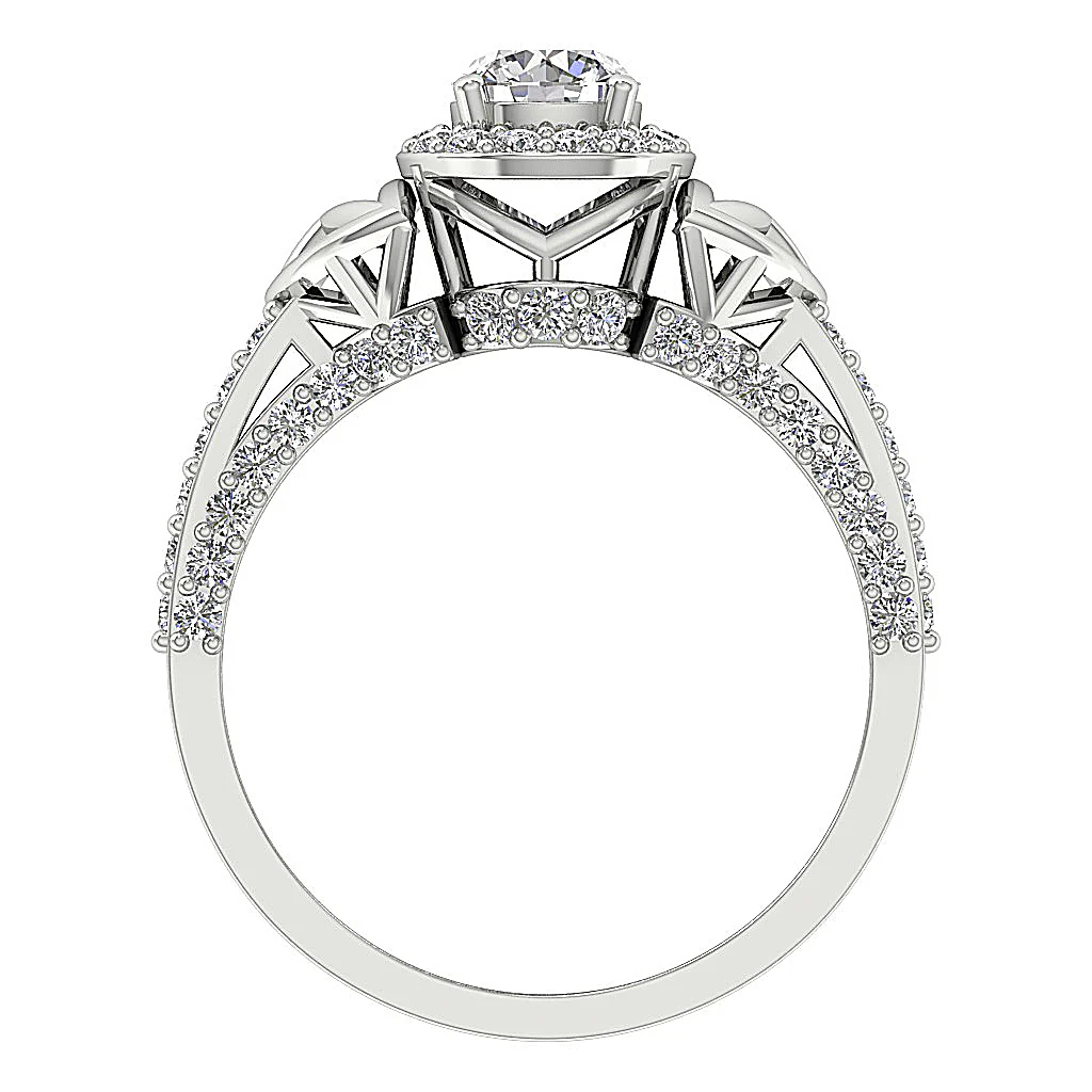 The Mac Halo Solitaire Anniversary Ring Round Diamond 14k White Yellow Rose Gold - Image 5