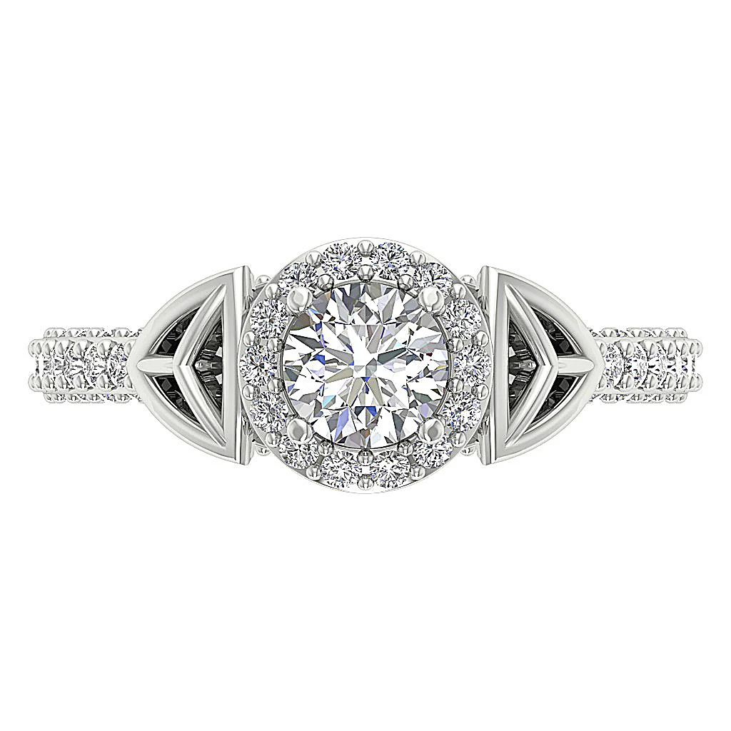 The Mac Halo Solitaire Anniversary Ring Round Diamond 14k White Yellow Rose Gold - Image 6