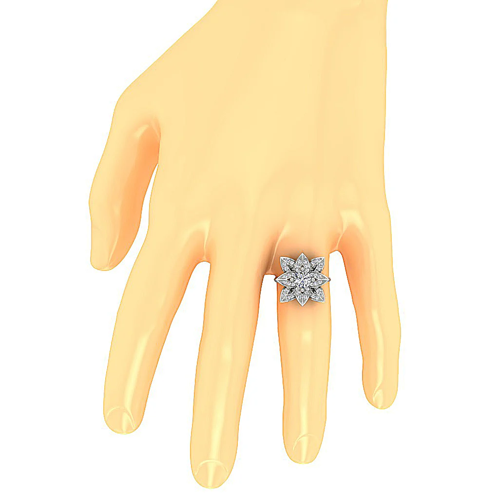 The Mack Leaf Designe 1 Carat Center Solitaire Diamond Engagement Ring For Women - Image 7