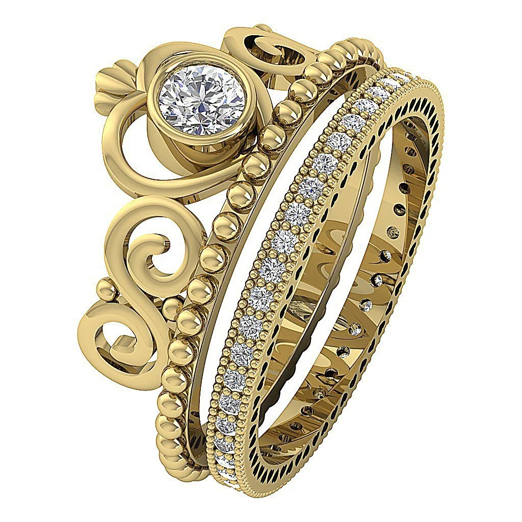 The Maddox Infinite Crown Eternity Bridal Anniversary Ring Set Round Diamond White Gold - Image 3