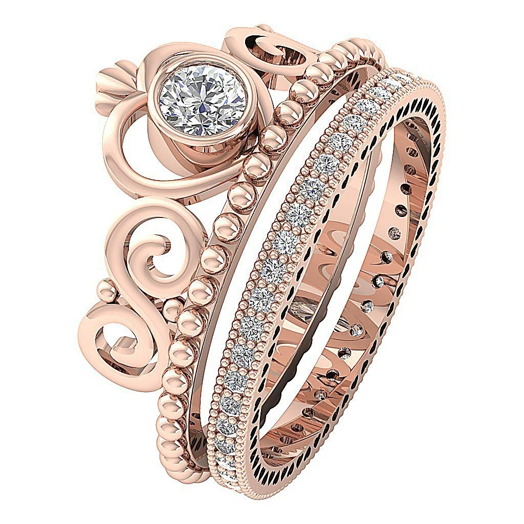 The Maddox Infinite Crown Eternity Bridal Anniversary Ring Set Round Diamond White Gold - Image 4