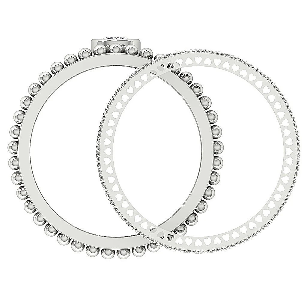The Maddox Infinite Crown Eternity Bridal Anniversary Ring Set Round Diamond White Gold - Image 5