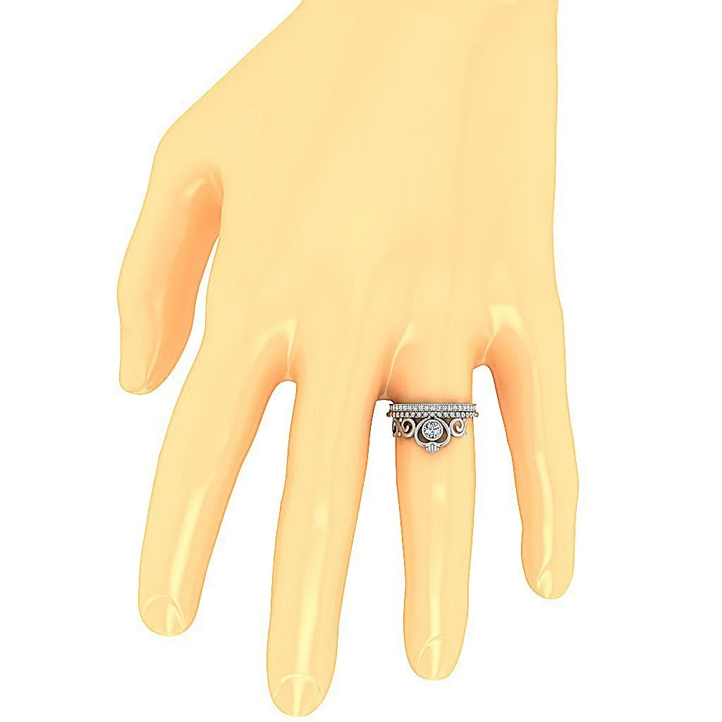 The Maddox Infinite Crown Eternity Bridal Anniversary Ring Set Round Diamond White Gold - Image 7