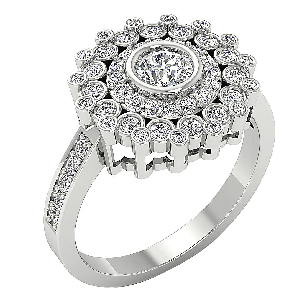 The Madeline Beautiful Halo Designer Round Diamond 14k Yellow Gold Solitaire Wedding Ring - Image 2