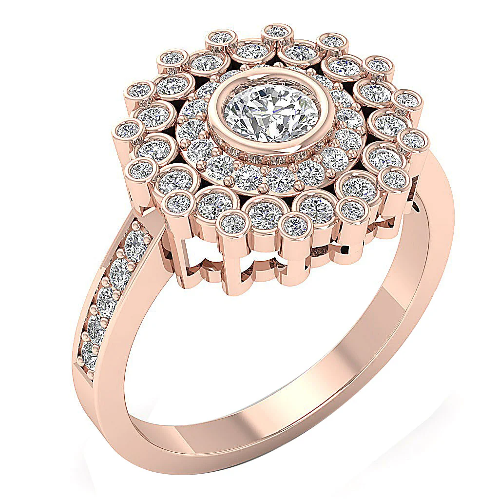 The Madeline Beautiful Halo Designer Round Diamond 14k Yellow Gold Solitaire Wedding Ring - Image 3