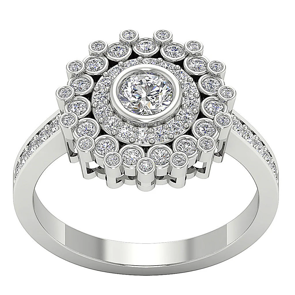 The Madeline Beautiful Halo Designer Round Diamond 14k Yellow Gold Solitaire Wedding Ring - Image 4