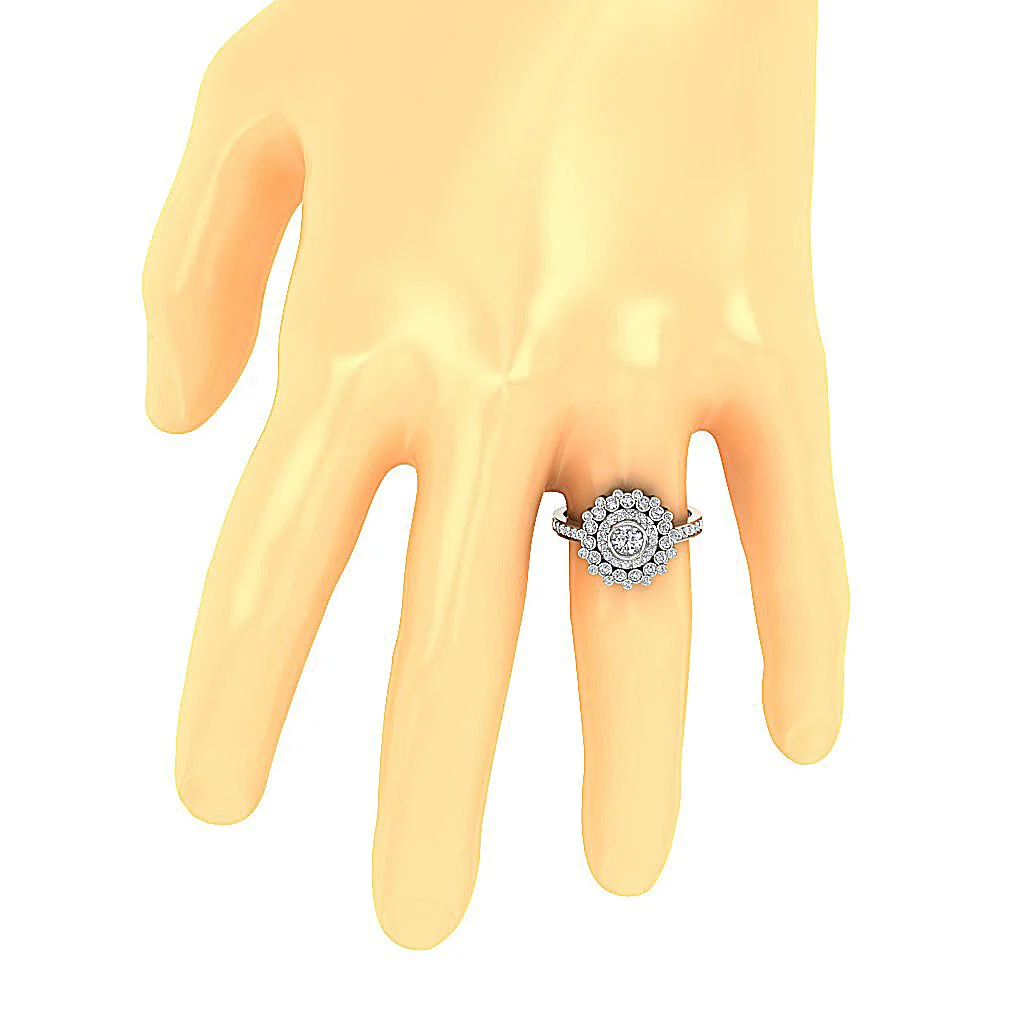The Madeline Beautiful Halo Designer Round Diamond 14k Yellow Gold Solitaire Wedding Ring - Image 7