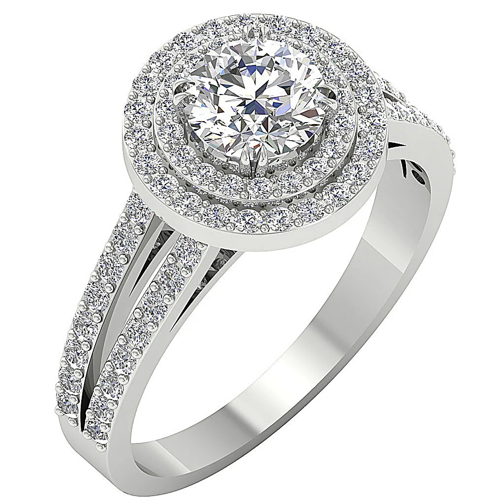 The Madisyn Double Halo Solitaire Engagement Ring Natural Diamond 14k Solid Gold - Image 2