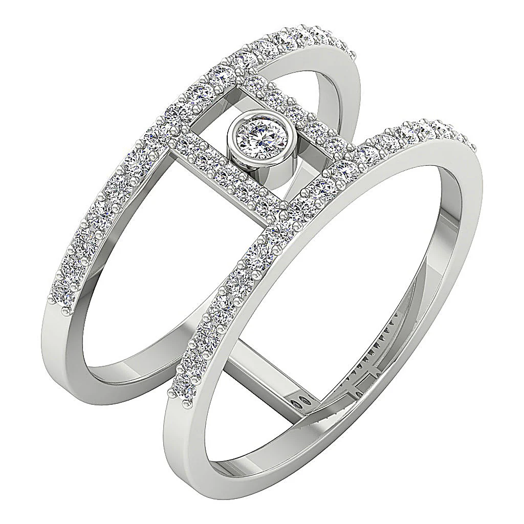 The Maeve 14k White Gold Genuine Diamond Solitaire Engagement Ring Prong & Bezel Set
