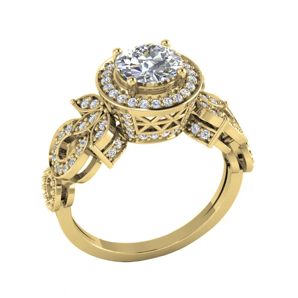 The Magdalena Designer Solitaire Engagement Band Genuine Diamond Ring 14K White Gold - Image 2