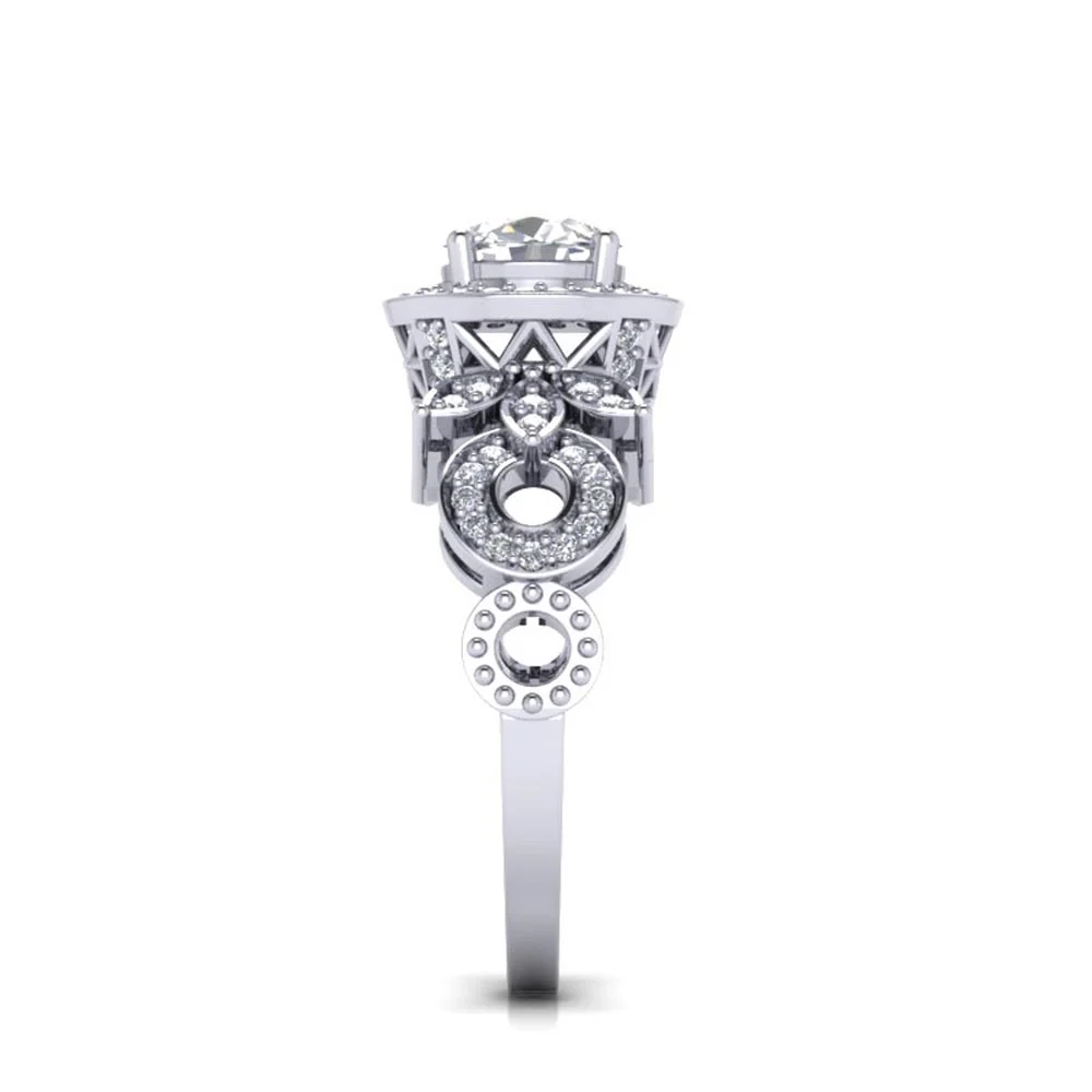 The Magdalena Designer Solitaire Engagement Band Genuine Diamond Ring 14K White Gold - Image 6