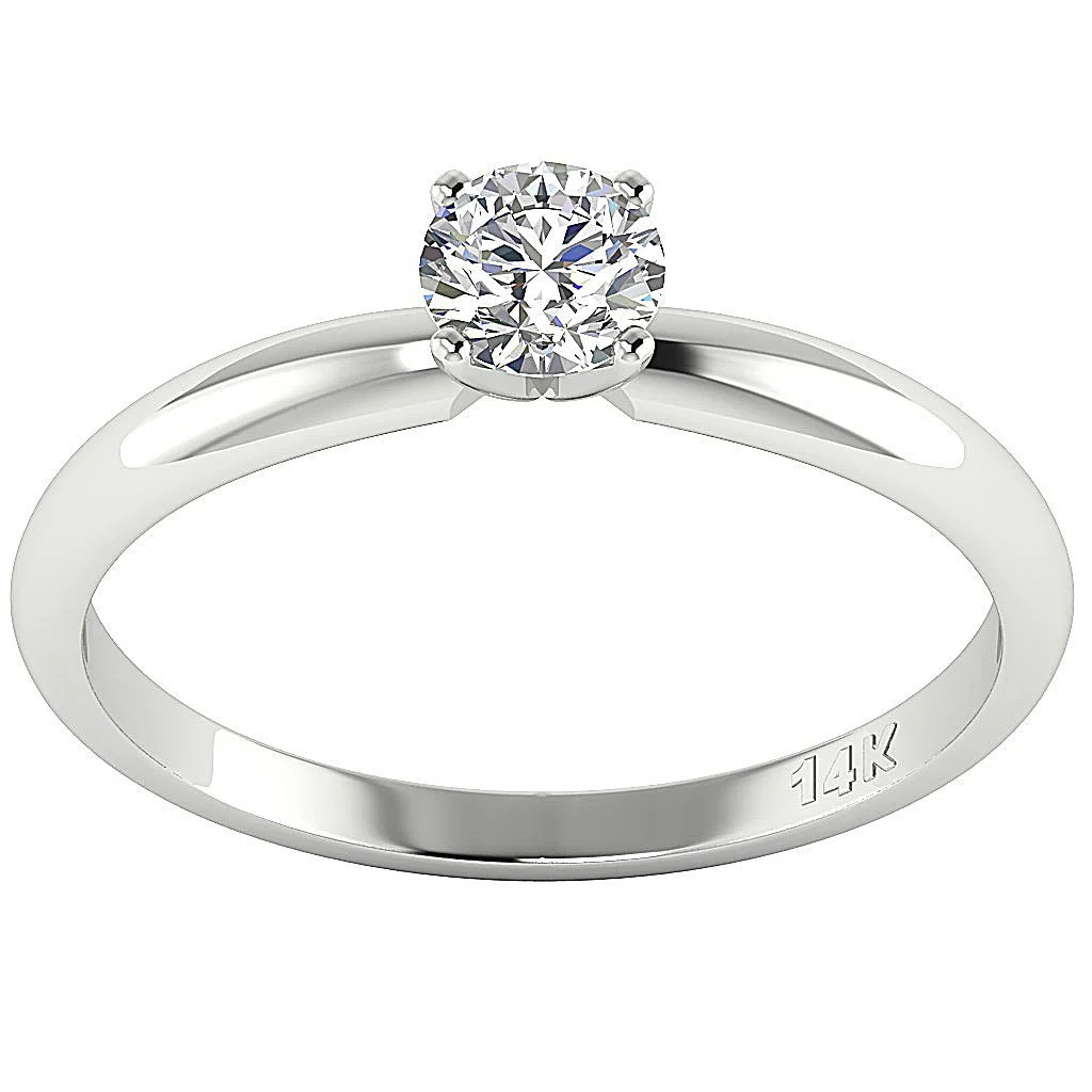 0.50 Carat Natural Diamond Solitaire Engagement Ring in 14k/18k White Gold - Image 2