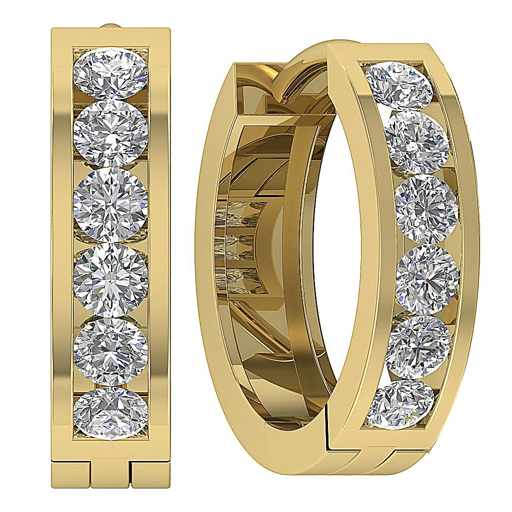 The Malakai 1.00 Carat Round Cut Diamond Hoop Earring 14K White Yellow Rose Gold - Image 2