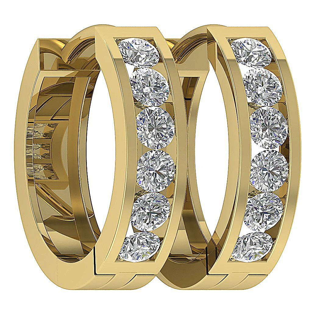 The Malakai 1.00 Carat Round Cut Diamond Hoop Earring 14K White Yellow Rose Gold - Image 8