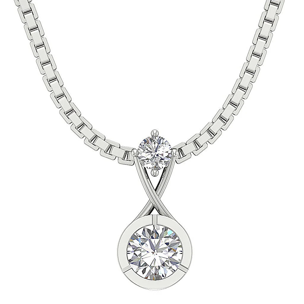 The Malakai Solitaire Round Cut Diamond 14K White Gold Fashion Pendant