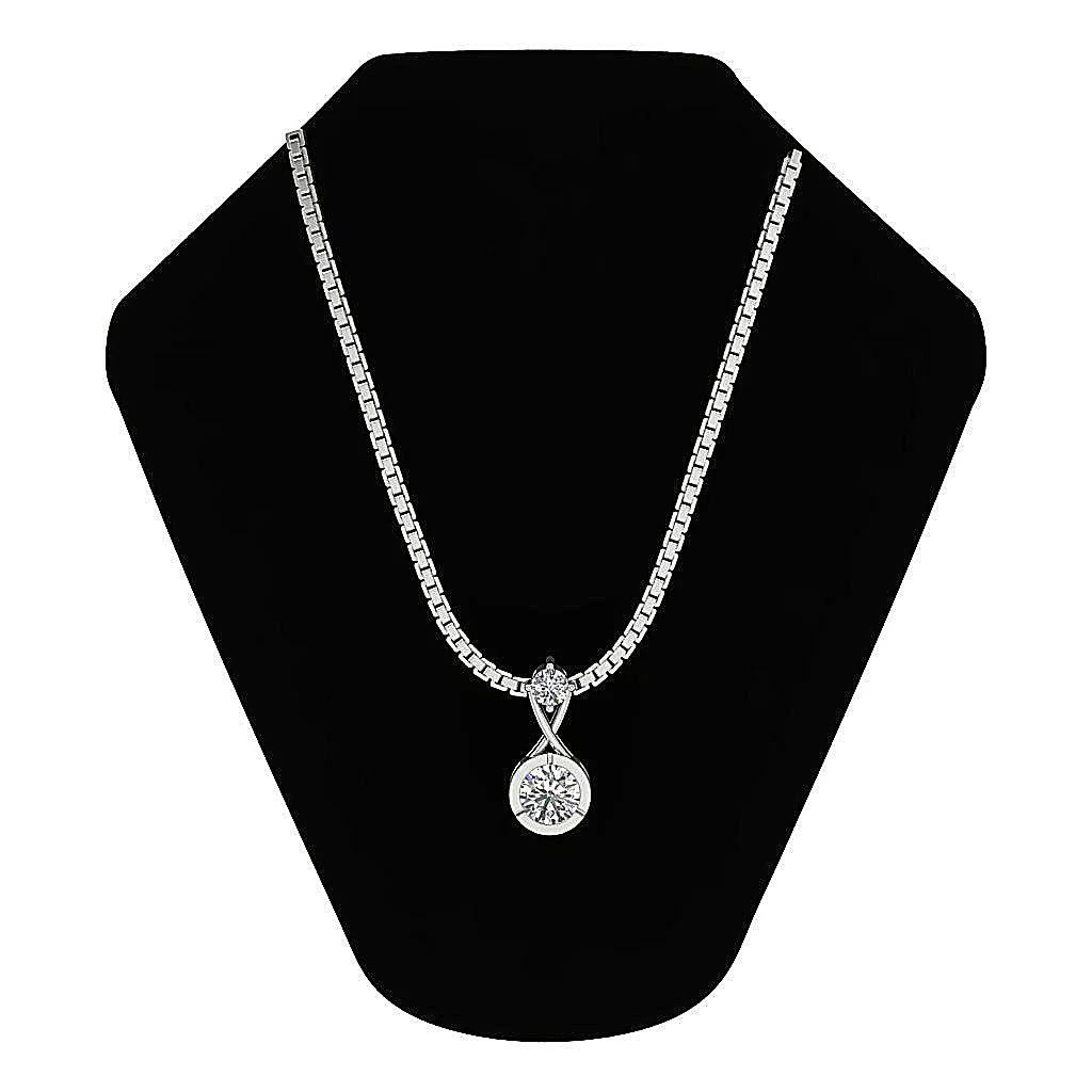 The Malakai Solitaire Round Cut Diamond 14K White Gold Fashion Pendant - Image 6