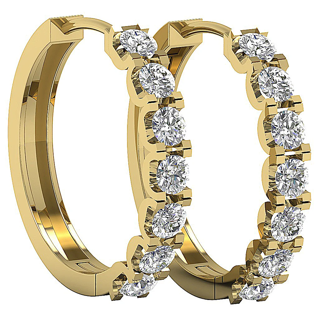 The Malcolm 14K White Yellow Rose Gold Genuine Diamond Hoop Earring 0.90 Inch - Image 2