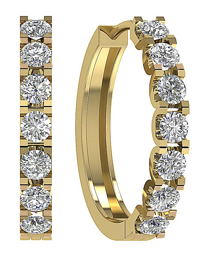 The Malcolm 14K White Yellow Rose Gold Genuine Diamond Hoop Earring 0.90 Inch - Image 8