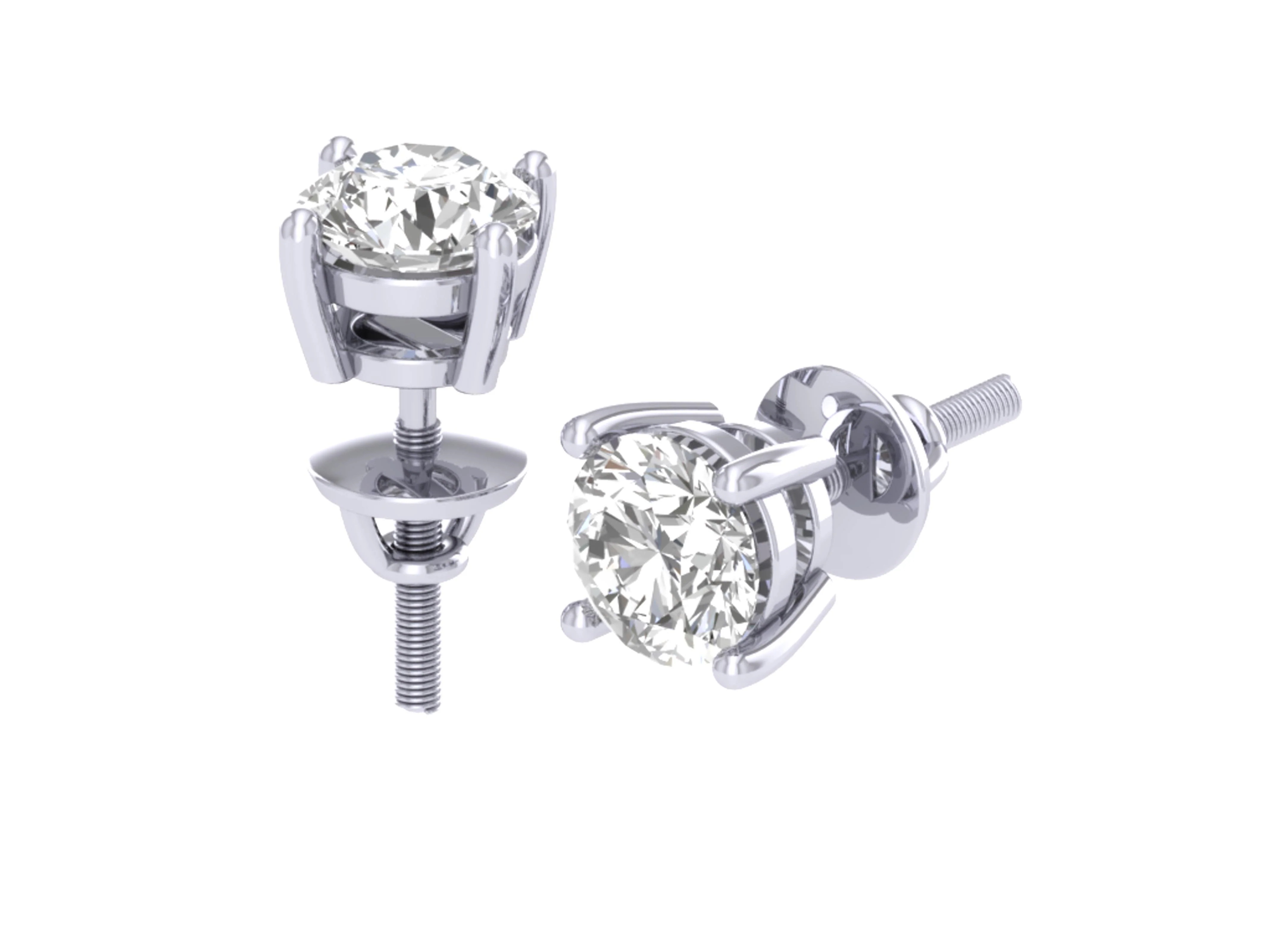 I1 G 0.40Ct Genuine Solitaire Diamond Stud Earring 4 Prong Set 3.70 MM 14K White Yellow Rose Gold - Image 3
