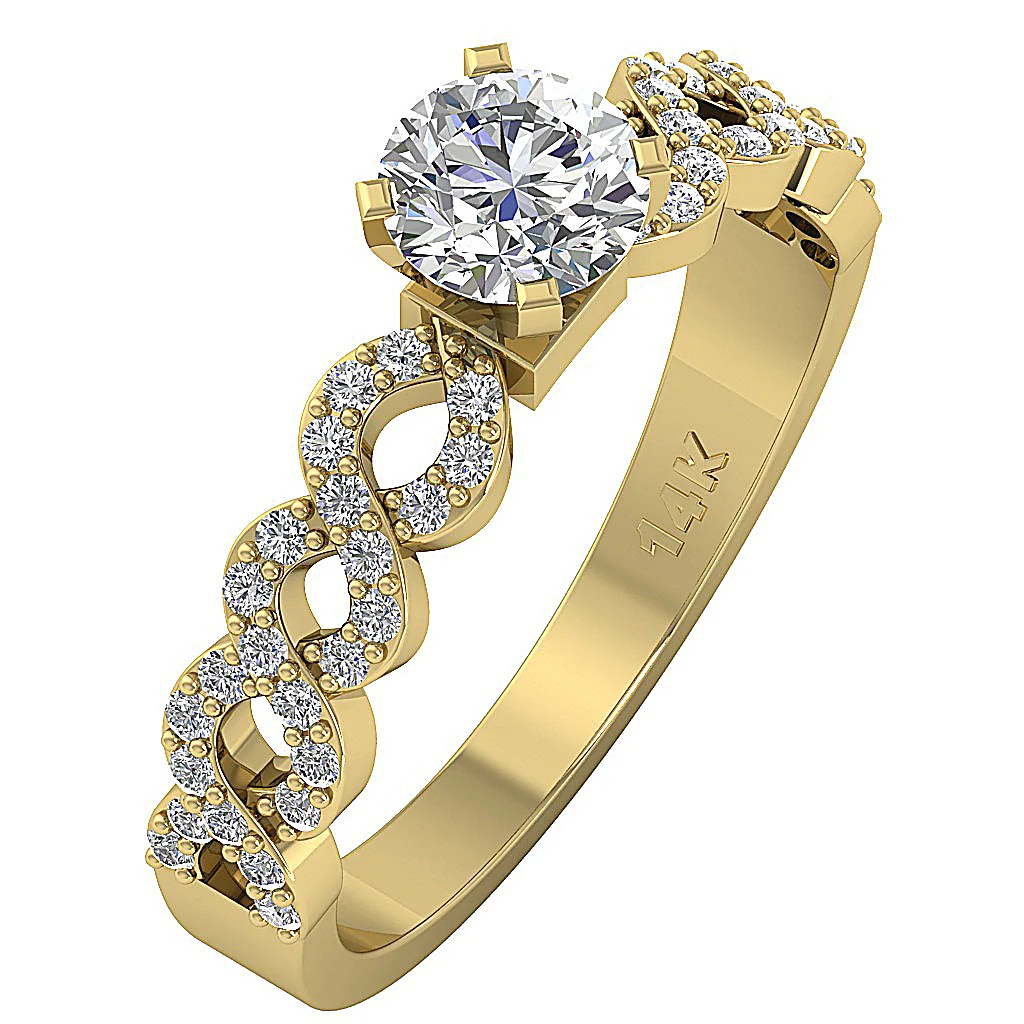 The Marcellus 14k Gold Classsic Round Diamond Solitaire Anniversary Ring For Her