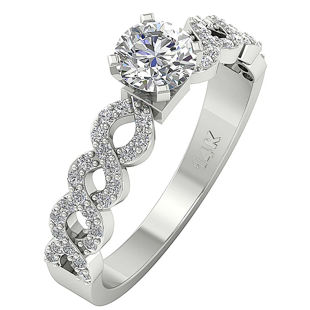 The Marcellus 14k Gold Classsic Round Diamond Solitaire Anniversary Ring For Her - Image 2