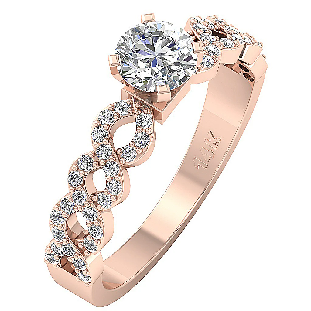 The Marcellus 14k Gold Classsic Round Diamond Solitaire Anniversary Ring For Her - Image 3