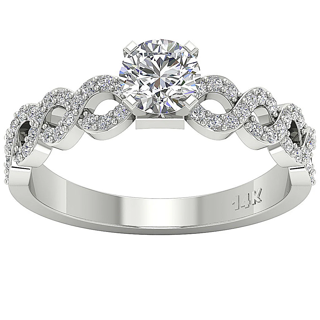 The Marcellus 14k Gold Classsic Round Diamond Solitaire Anniversary Ring For Her - Image 4