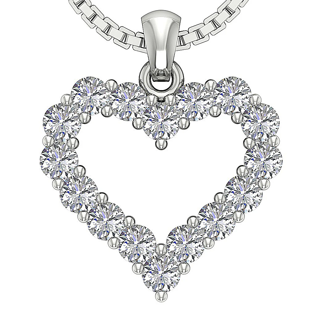 The Marco Beautiful 14K Yellow Gold Heart Pendant Genuine Diamond Prong Set 0.80 Inch - Image 2