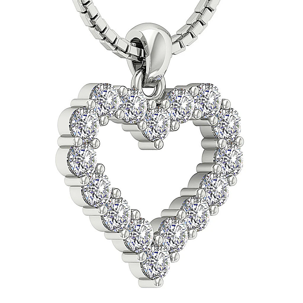 The Marco Beautiful 14K Yellow Gold Heart Pendant Genuine Diamond Prong Set 0.80 Inch - Image 4
