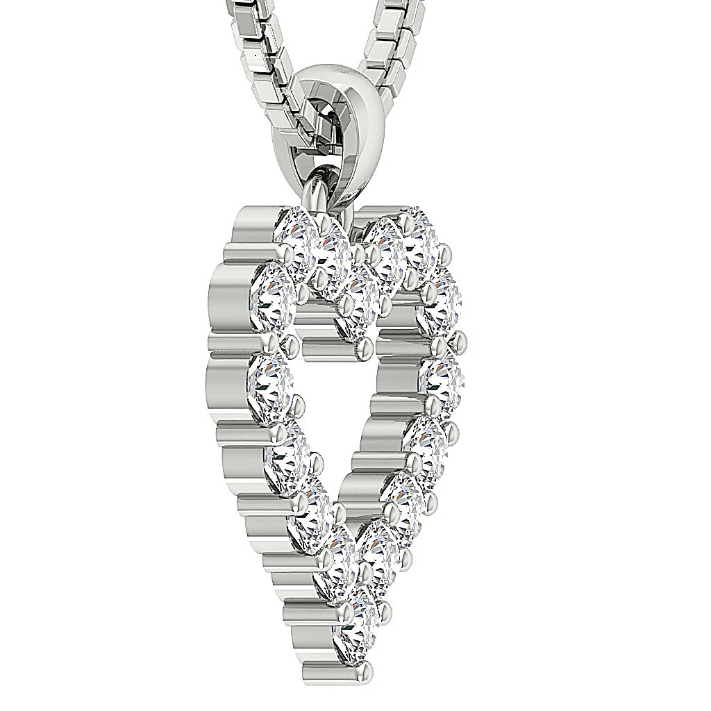 The Marco Beautiful 14K Yellow Gold Heart Pendant Genuine Diamond Prong Set 0.80 Inch - Image 7