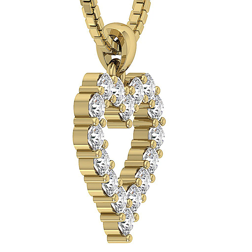 The Marco Beautiful 14K Yellow Gold Heart Pendant Genuine Diamond Prong Set 0.80 Inch - Image 8