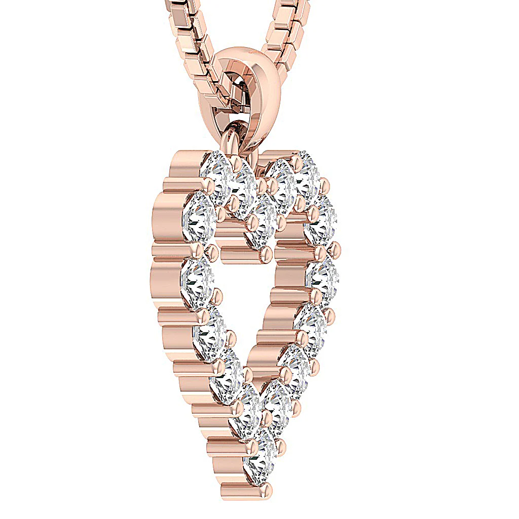 The Marco Beautiful 14K Yellow Gold Heart Pendant Genuine Diamond Prong Set 0.80 Inch - Image 9