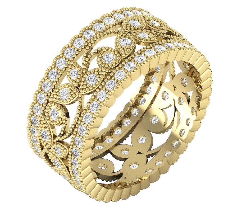 The Marco Designer Stunning Eternity Wedding Ring For Women Yellow Gold Round Diamond