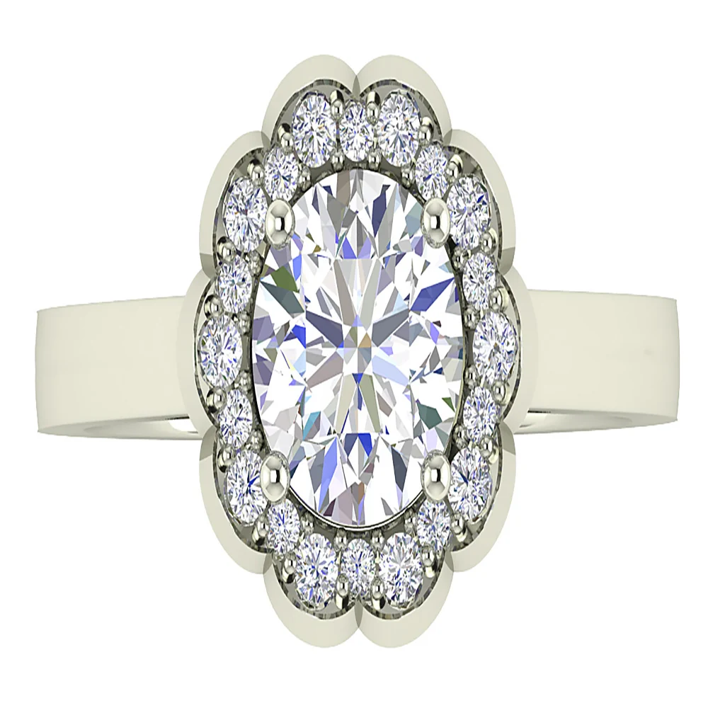 The Marcos Round Diamond Flower Designe Solitaire Engagement Ring For Her 14K Solid Gold - Image 6