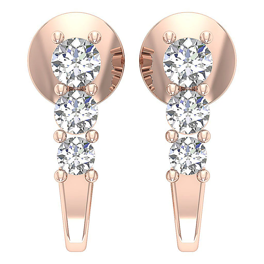 The Marcus Journey Round Cut Diamond Hoops Earring Screw Back 14K Rose Gold - Image 6