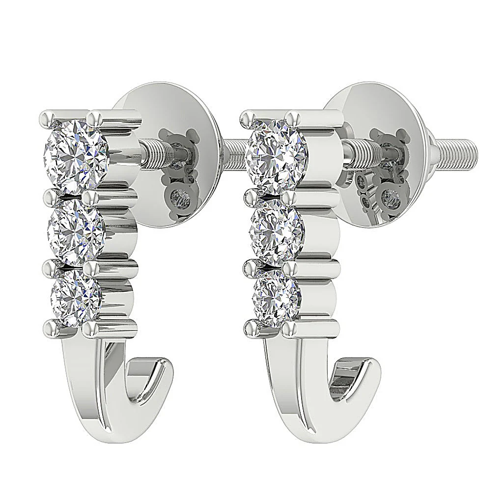 The Marcus Journey Round Cut Diamond Hoops Earring Screw Back 14K Rose Gold - Image 7