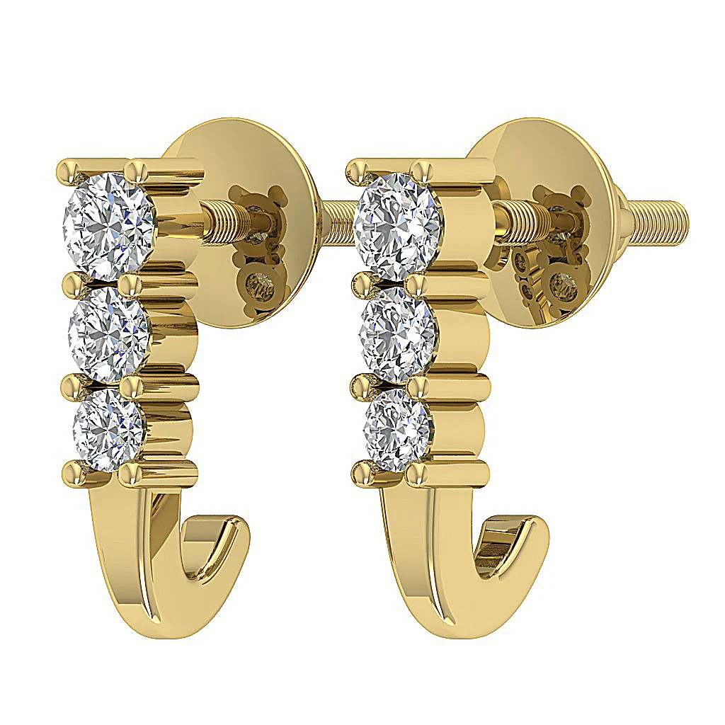 The Marcus Journey Round Cut Diamond Hoops Earring Screw Back 14K Rose Gold - Image 8